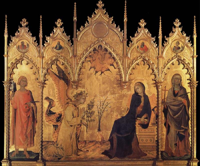 Simone Martini La Anunciacion,Con los Santos Ansano y Margarina y Cuatro profesar oil painting image